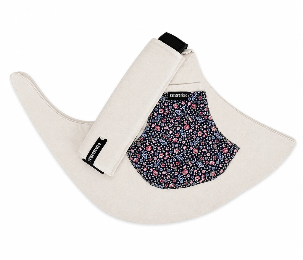 Kırık Beyaz Pembe Çıtır Çiçek Pazen tinytrek yan sling çocuk taşıyıcı